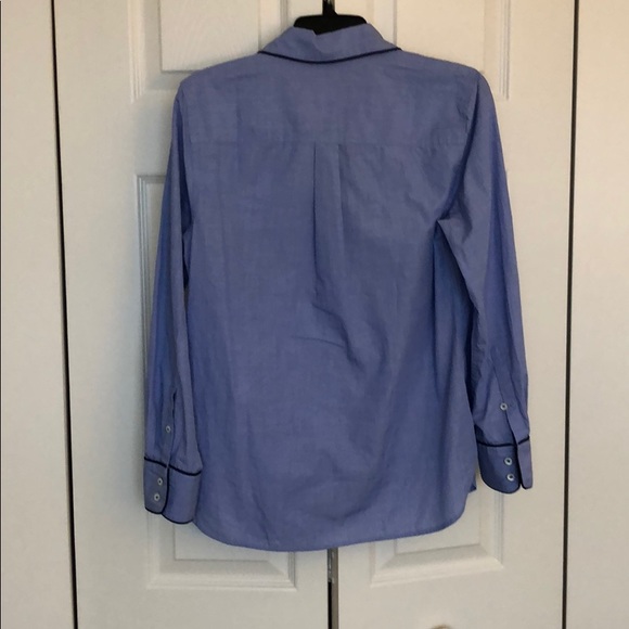 NWT J.Crew Button Down Blue with Navy Piping Sz 8 - Picture 2 of 5